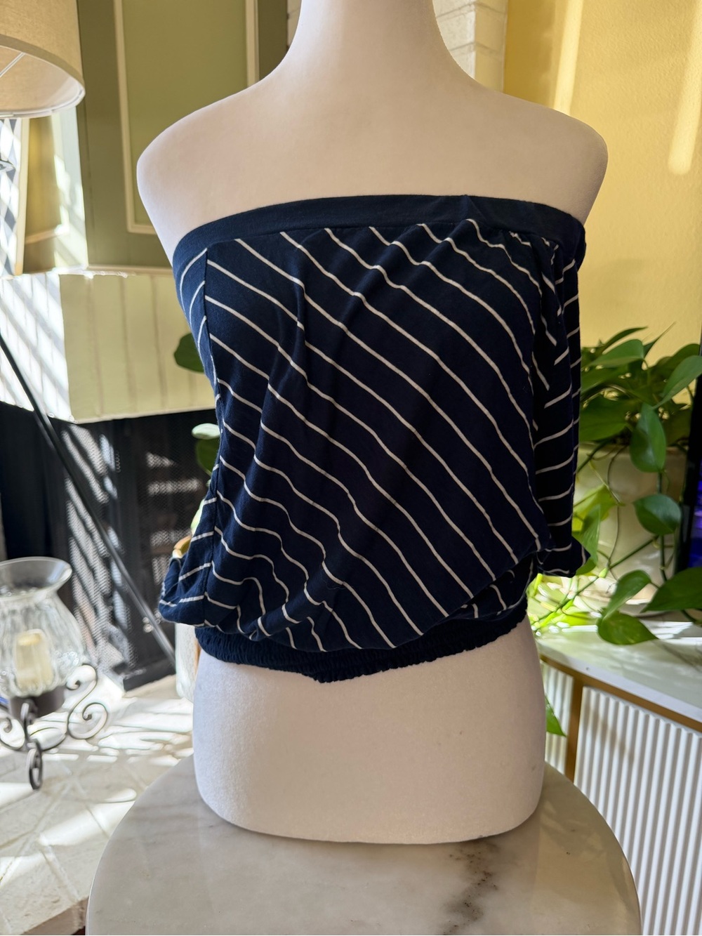 Michael Stars Navy and White Striped TubeTop